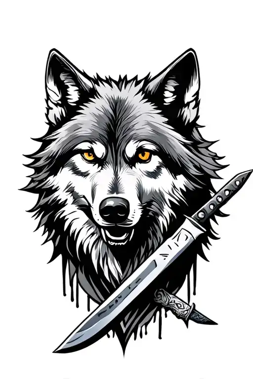 Wolf And Knives Sticking