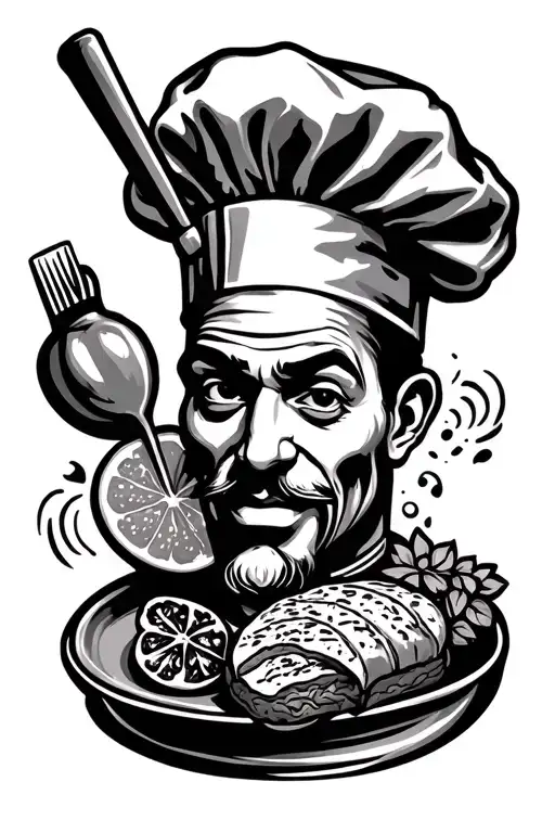 Chef Stoner Food Mandal Themed Tattoo Design