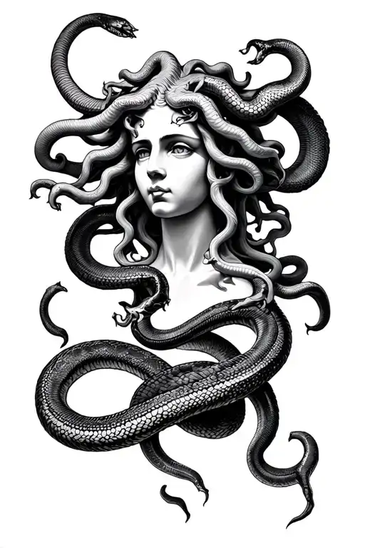 Medusa With 2 Snakes Statue Like