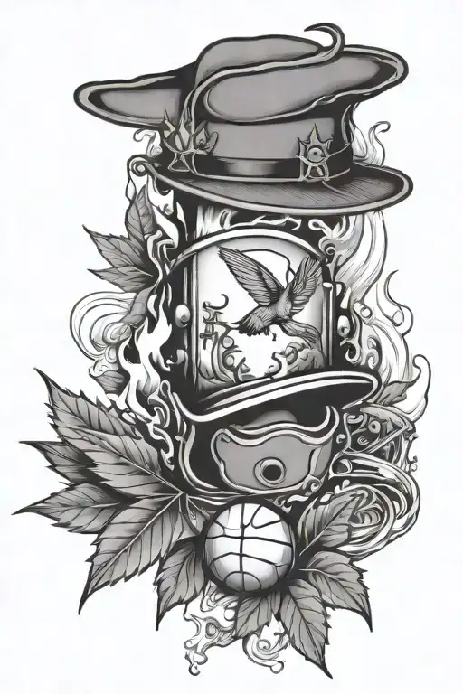 Maple Leaf And Beach And Fire Helmet And Hummingbird And Art Palate And Basketball