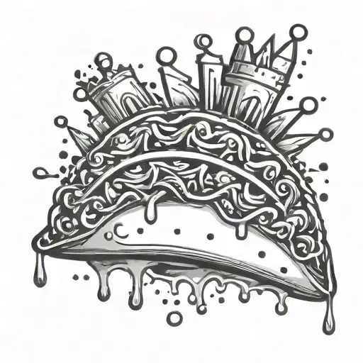 Crowned Taco Graffiti Inspired With Paint Splatter