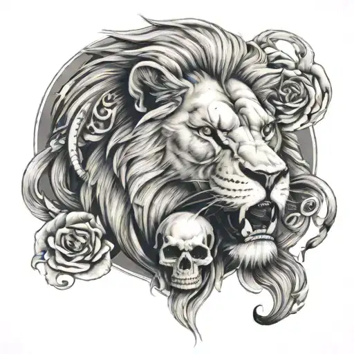 Lion With A Skull In Its Mouth On A Pack Or Cards