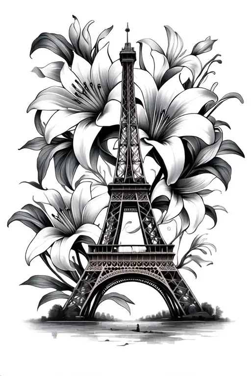 Eiffel Tower With Lily Intertwined