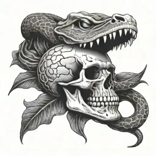 Skull And Snake From Mouth
