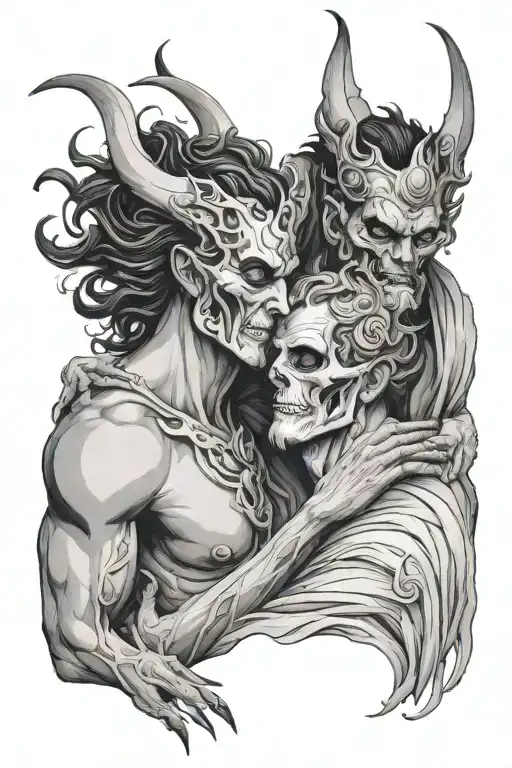 Hades And Persepone Embracing Each Other