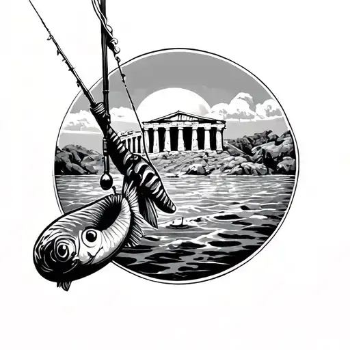 Fishing Pole And Acropolis