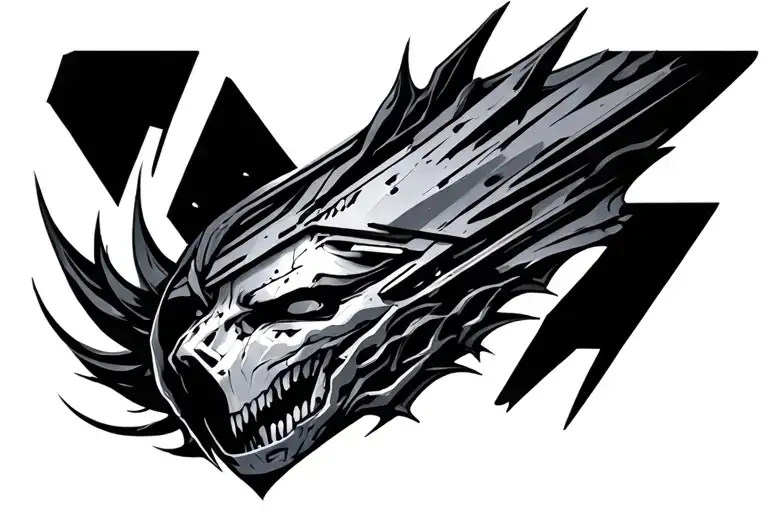 Futuristic Punk Chest Tattoo Design