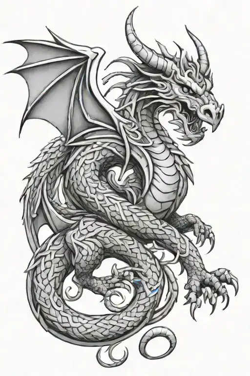 Viking Dragon With Celtic Knots For Scales