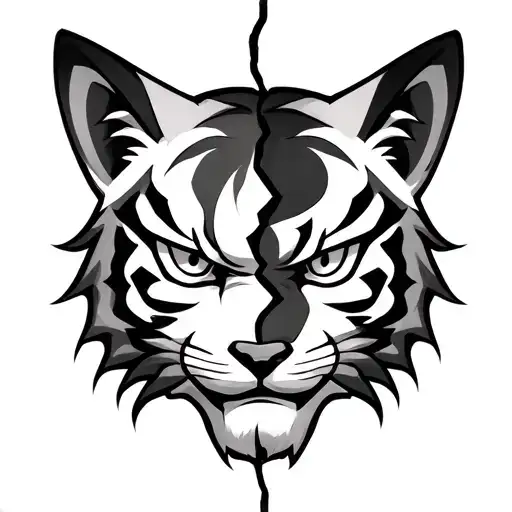 Kitsune Mask Split In Half Oni Mask Tiger