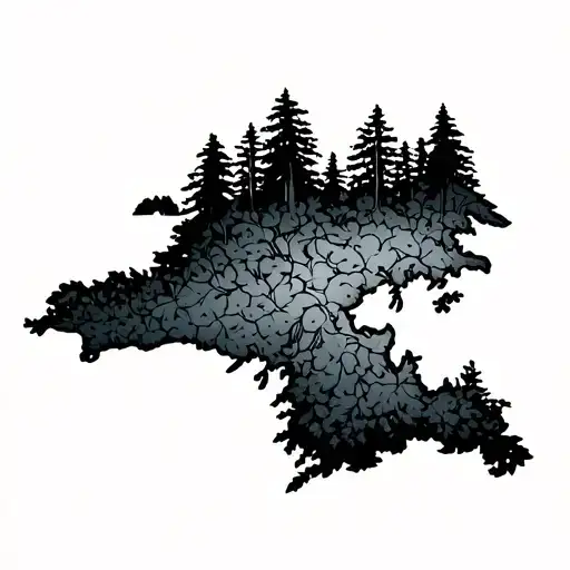 Outline Of Vancouver Island In Vines Growing