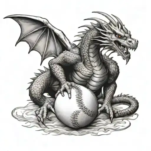 Dragon Playing Baseball