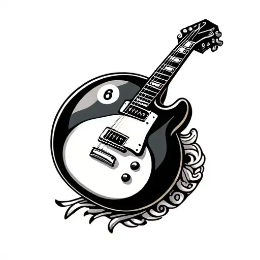 Guitar Pool Ball Music Roman Date Patch Work On Forearm
