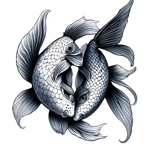 Koi Fish Pair Zodiac Gothic