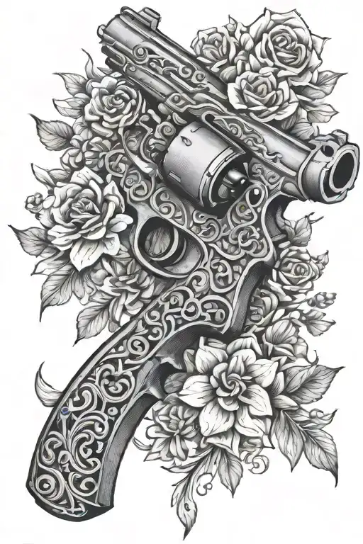 Gun Made Of Flowers