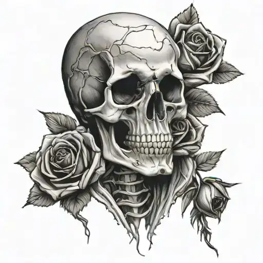 Turtal Skeleton Holding Roses
