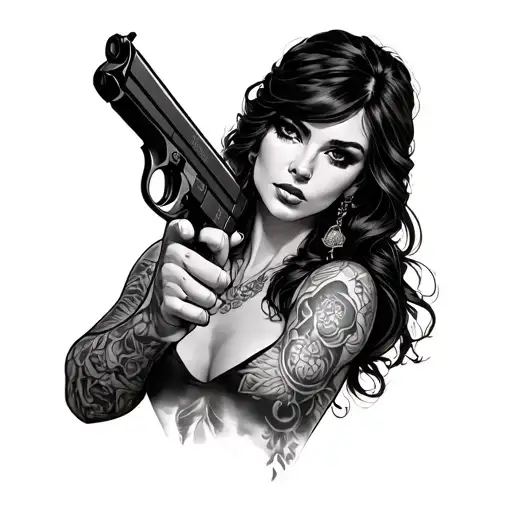 Pagliaccio Woman With Gun In Her Hand