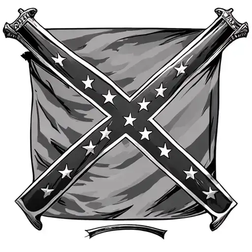 Tattted Confederate Flag And Sabre