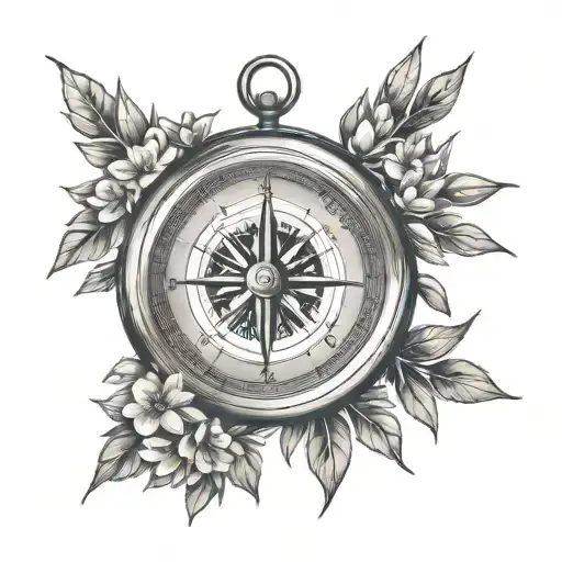 Compass With Olive Tree Flowers Blooming