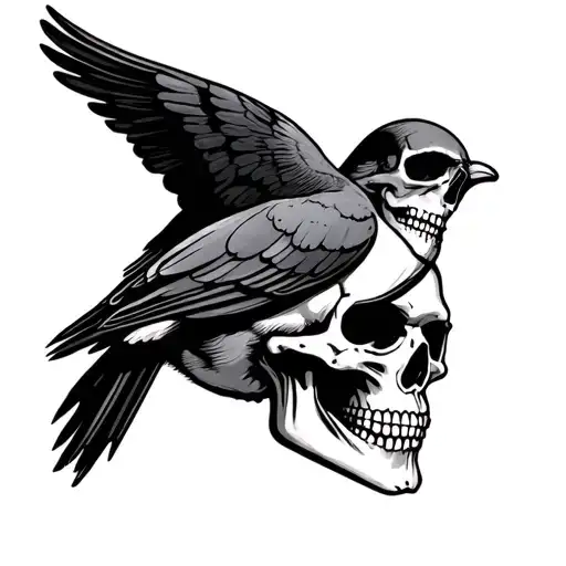 Pirate Skull That Works With Existing Sparrow Tattoo And Bands Of Mourning On Wrist