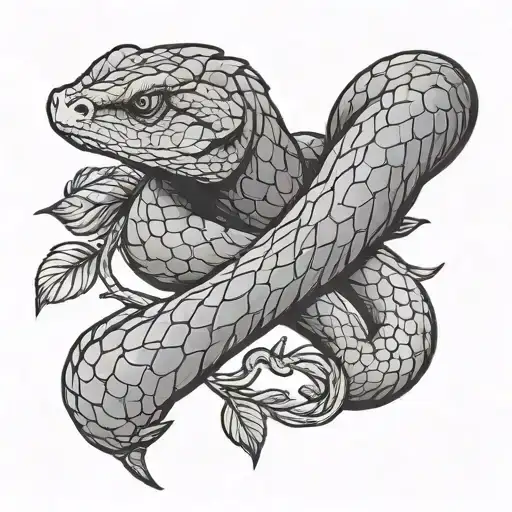 Viper On Tree With Knife