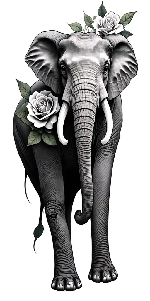 Elephant And Roses Wrapped