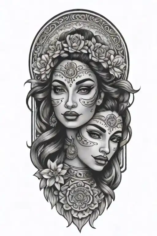 Spiritual Gemini Twins Mexican Women Face Smile