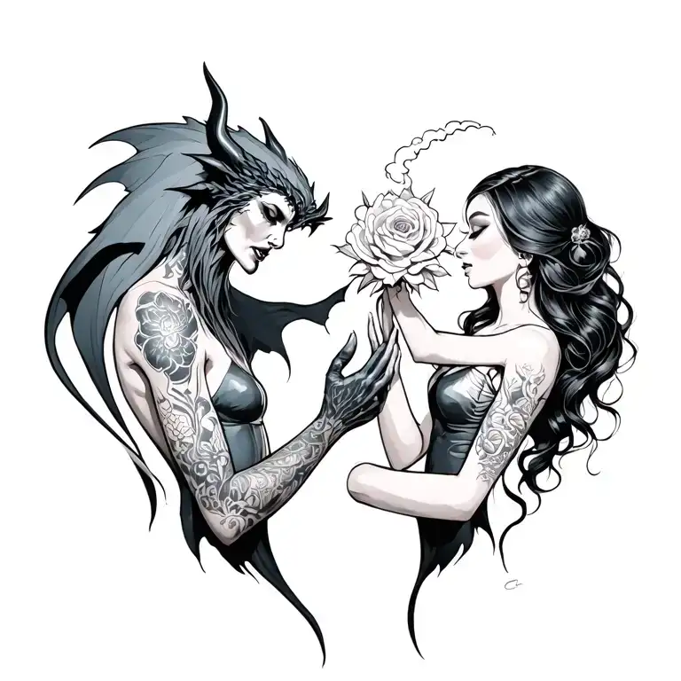 Demon And Girl Holding