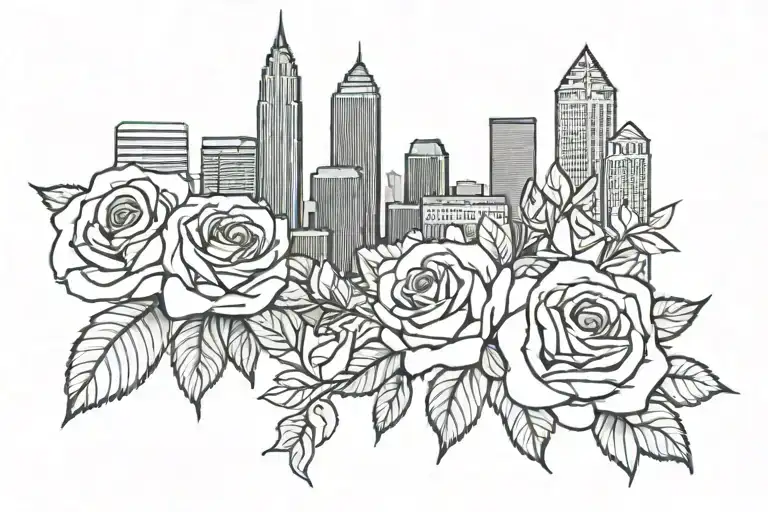 Cleveland Skyline With Roses