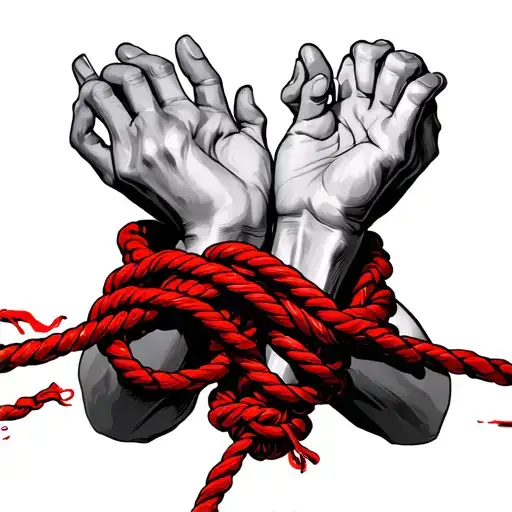 Two Hands That Stick To A Red Rope