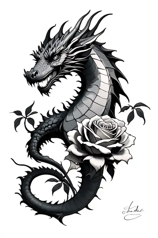 Dragon And Rose