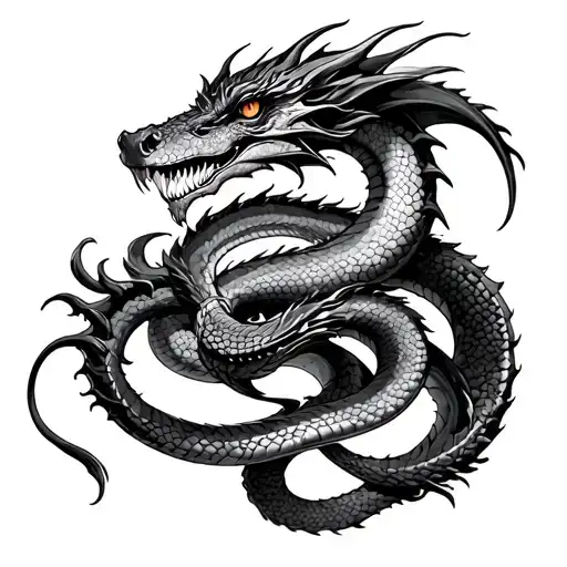 Dragon And Snake Intertwined
