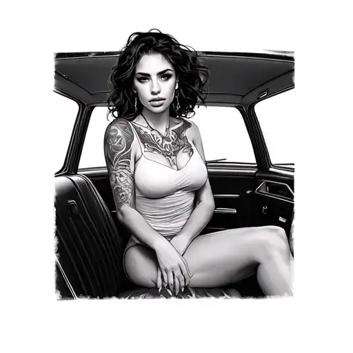 A Woman Sitting In A Car