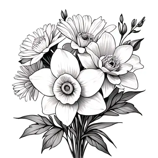 Daffodil Lilly Rose Aster Bouquet