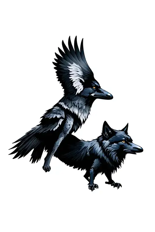 Wolf And A Raven