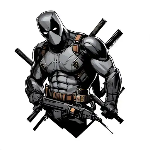 Bio Mechanical Deadpool With Original Badges