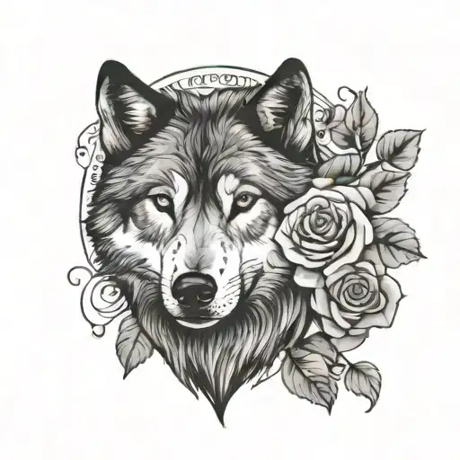 A Large Wolf Shaded With Roses With A Quote Below