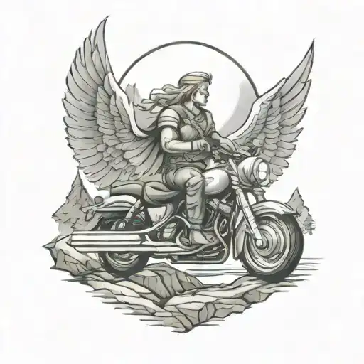 Guardian Angel Watching Over Me Riding Motorcycle In Mountains