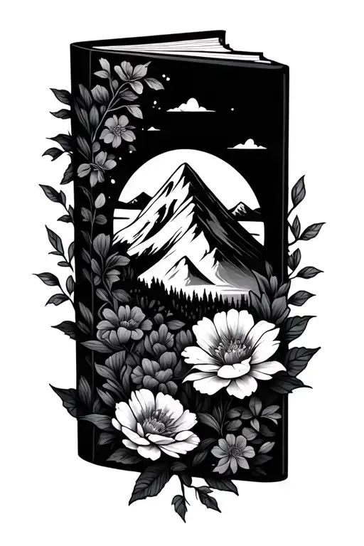 Mountain Book Surrounded By Bold Floral