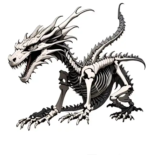 An Outstretched Full Body Dragon Skeleton