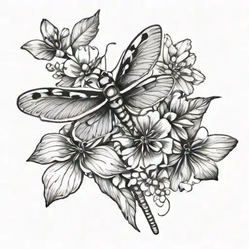 Fine Line Post Stamp January Birth Flower And Small Dragonflies
