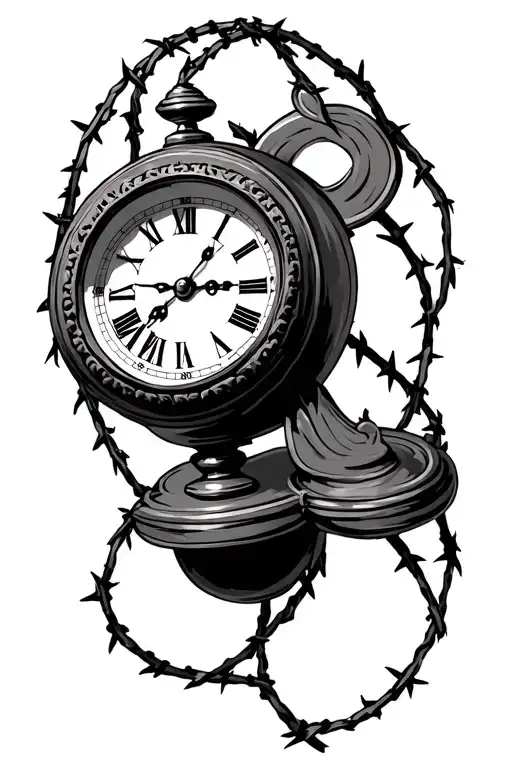 Grandfather Type Of Clock With Barbed Wire Turn