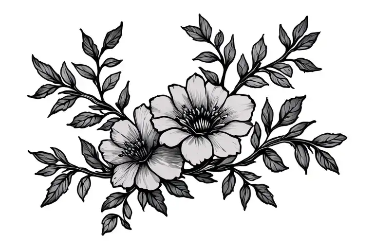 Fine Line January Birth Flower Vine For Arm Wrap Around