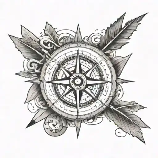 Compass And Arrows Pointing Towards