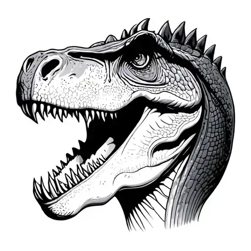 The Head Of A Dinosaur Half Dinosaur The Other Half As With Lines