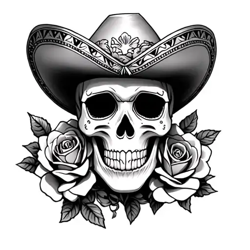 Mexican Mariachi Skull With Rose