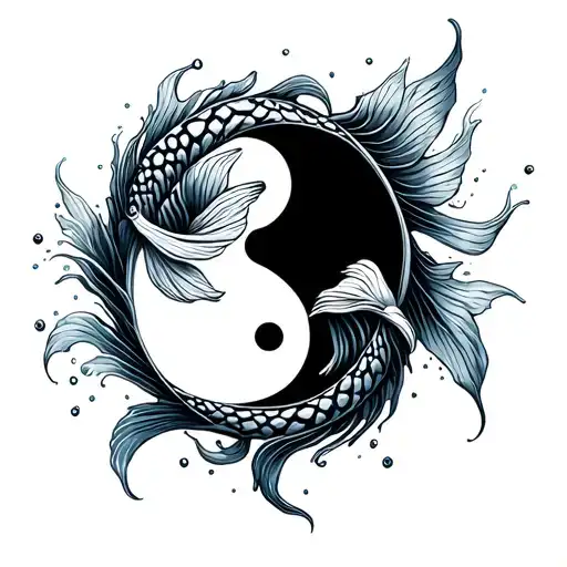 Pisces Fish Ying And Yang In Water With Nature
