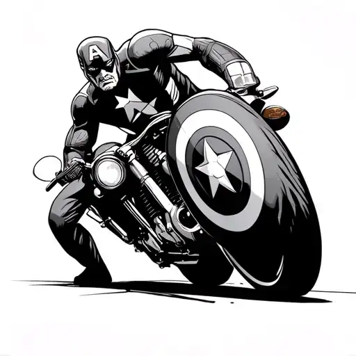Captain America Angry Running On A Motorcycle