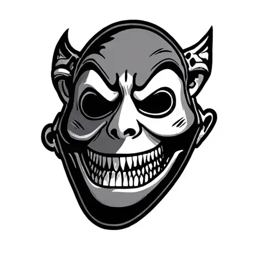 Knee Cap Tattoo Of A Funny Mask