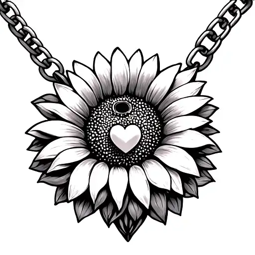 Sunflower With Heart Locket Anklet With Chain