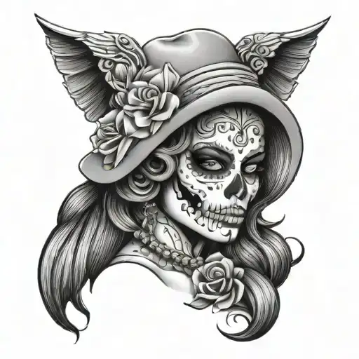 Candy Skull Chicano Gangster Woman Style Sleeve